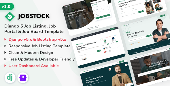 JobStock - Django Job Listing, Job Portal Landing & Admin Dashboard Template