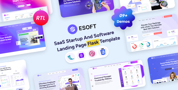 eSoft - SaaS Startup & Software Landing Page Flask Template