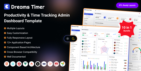 Dreams Timer - Time Tracking & Project Management Admin Dashboard Template