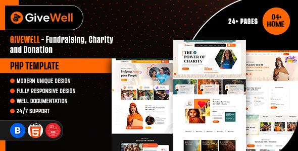 Givewell - Fundraising, Charity and Donation PHP Template