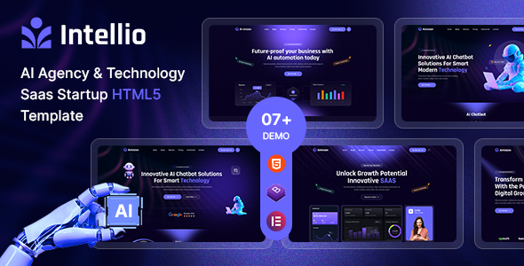 Intellio – AI Agency & Technology SaaS Startup HTML5 Template