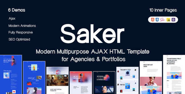 Saker – Modern Multipurpose AJAX HTML Template for Agencies & Portfolios