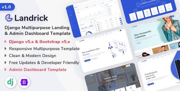 Landrick - Multipurpose Landing & Admin Dashboard Django Template