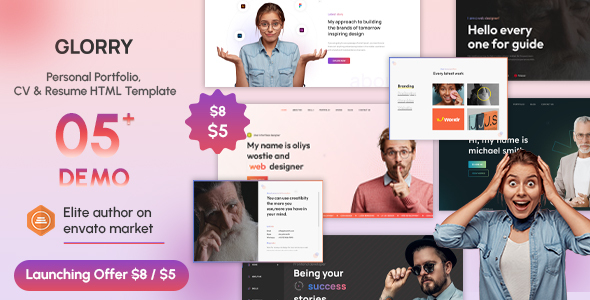 Glorry – Personal Portfolio, CV & Resume HTML Template
