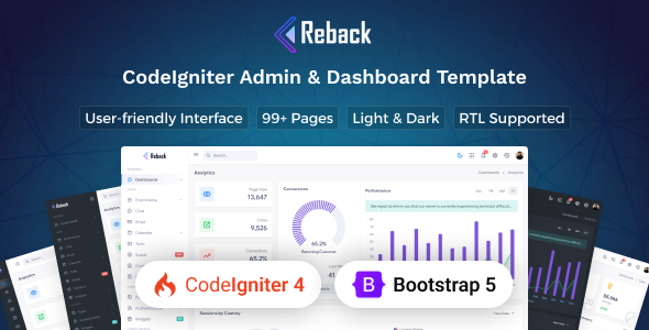 Reback - CodeIgniter 4 Admin & Dashboard Template