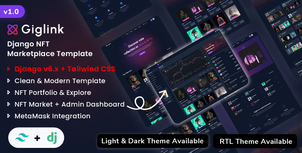 Giglink - Django NFT Marketplace + Admin Dashboard Template