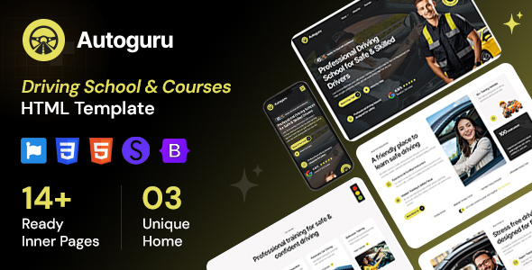 Autoguru - Driving School & Courses HTML Template