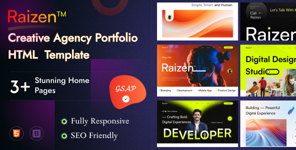Raizen - Creative Agency Portfolio HTML  Template