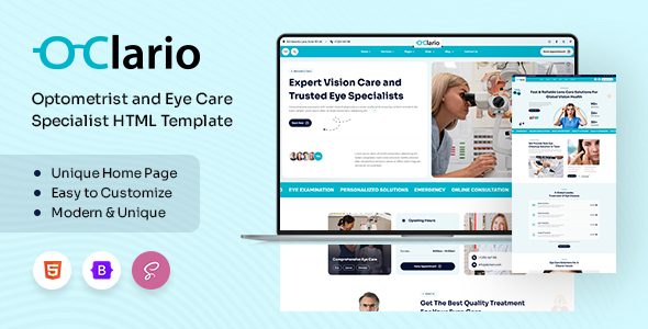 Clario - Optometrist and Eye Care Specialist HTML Template