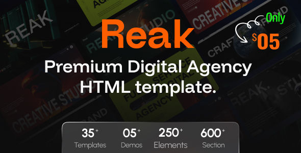 Reak - Creative & Digital Agency HTML Template