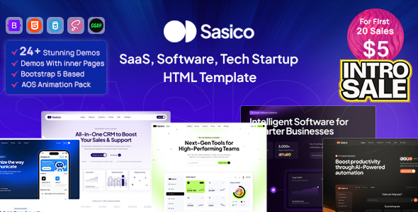 Sasico - SaaS Software & Tech Startup HTML Template