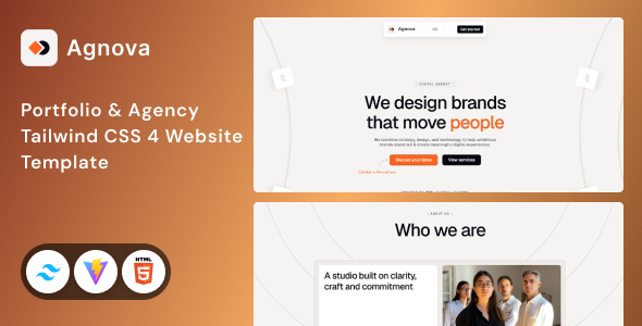 Agnova - Portfolio & Agency Tailwind CSS 4 Website Template