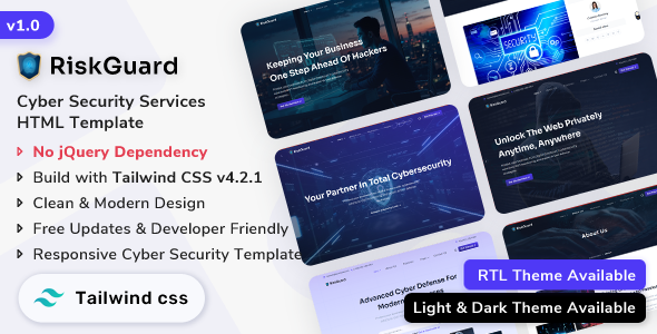 RiskGuard - Cyber Security HTML Template | Tailwind CSS Website Template