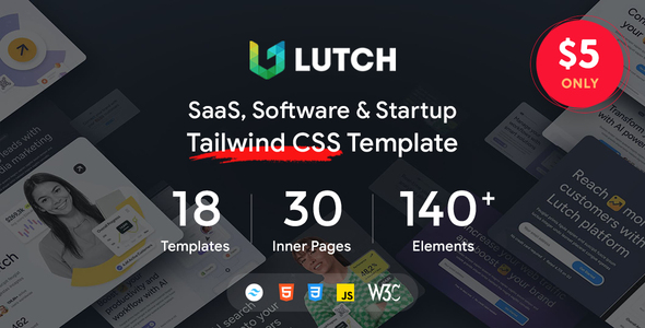 Lutch - SaaS, Software & Startup Tailwind CSS Template