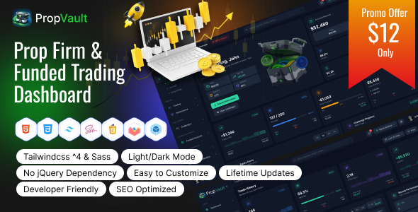 PropVault– Prop Firm & Funded Trading Dashboard HTML Template