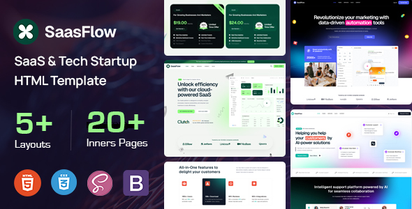Saasflow - SaaS & Tech Startup HTML Template