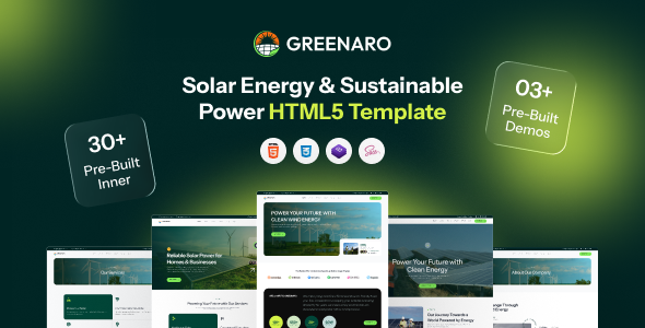 Greenaro – Renewable Energy & Solar HTML Template