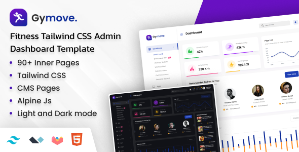 Gymove - Fitness Tailwind CSS Admin Dashboard Template