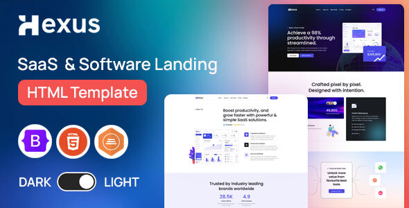 Hexus – SaaS Landing HTML Template