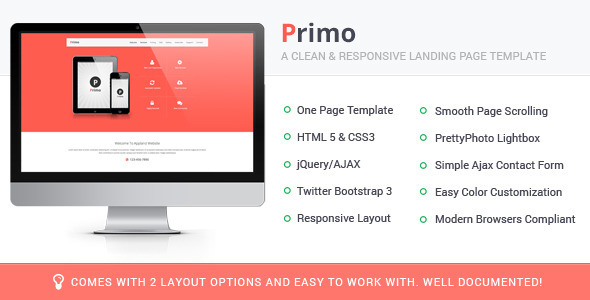 Primo Responsive Landing Page Template