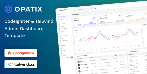 Opatix - CodeIgniter & Tailwind CSS 4 Admin Dashboard Template