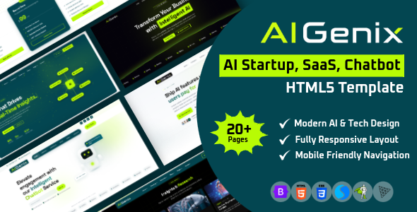 Aigenix - AI Startup, SaaS & Chatbot HTML5 Template