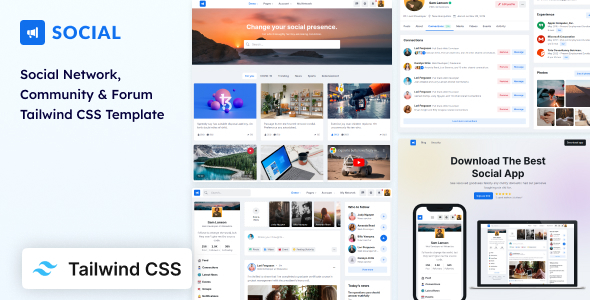 Social - Network & Community Tailwind CSS 4 Template