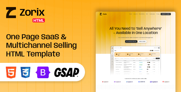 Zorix – One Page SaaS & Multichannel Selling HTML Template