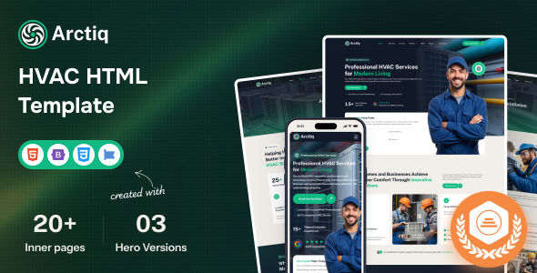 Arctiq – Air Conditioning & Heating Services HTML Template