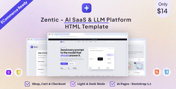 Zentic - AI SaaS & LLM Platform HTML Template