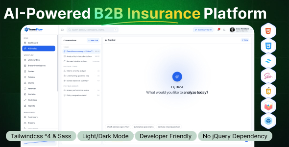 InsurFlow – AI-Powered B2B Insurance Platform HTML Template