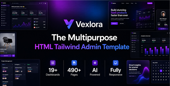 Vexlora | Multipurpose HTML Tailwind CSS Admin Template