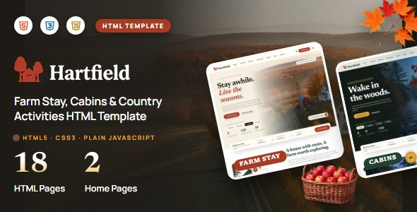 Hartfield – Farm Stay, Cabins & Country Activities HTML Template