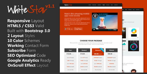 WhiteStar - Responsive HTML5 Landing Page