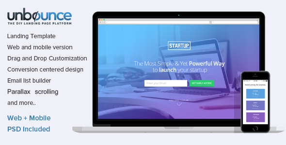 Unbounce Landing Page Template for Startups