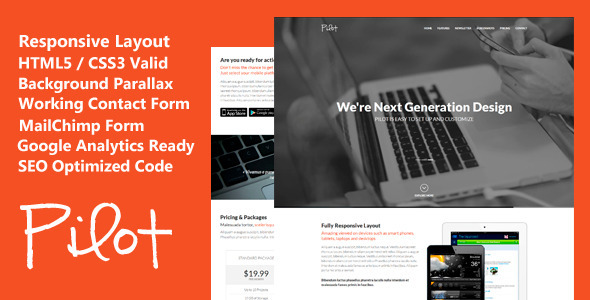Pilot - Elegant Responsive Landing Page Template