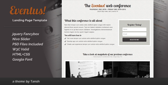 Eventus Landing Page