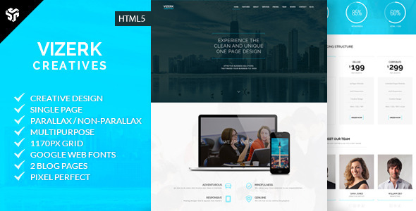 Vizerk - One Page Parallax HTML Template