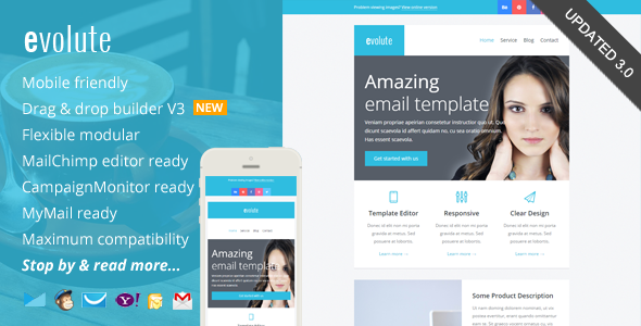 Evolute, Responsive Newsletter + Template Editor