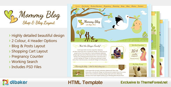Mommy Blog HTML - Including Shop & Blog Layout
